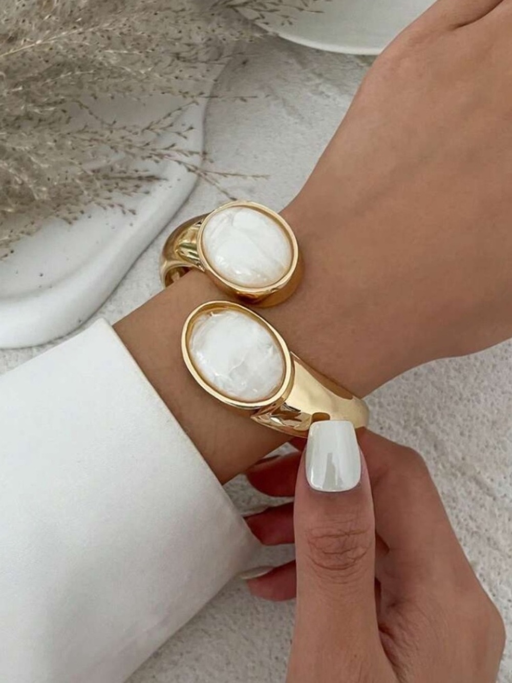 Celeste Luxe Sculptural Gold Cuff Bracelet